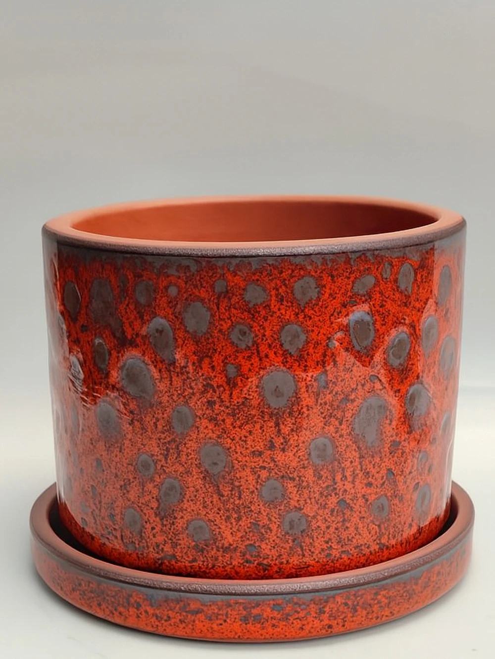 Turuncu Desenli Sırlı Silindir Ø12cm Turuncu Desenli Sırlı Silindir Ø12cm - saksilar - Lalezar Botanik
